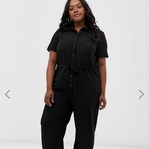 ASOS Curve Button-Up Wide Leg Jumpsuit